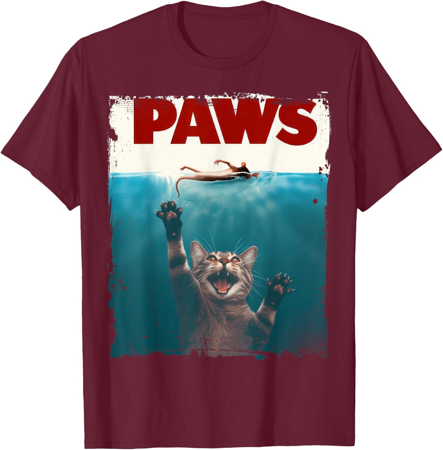 Paws Kitten Meow Parody Funny Cat Lover Gifts Cute Cat T-Shirt - T-Shirt | Maroon