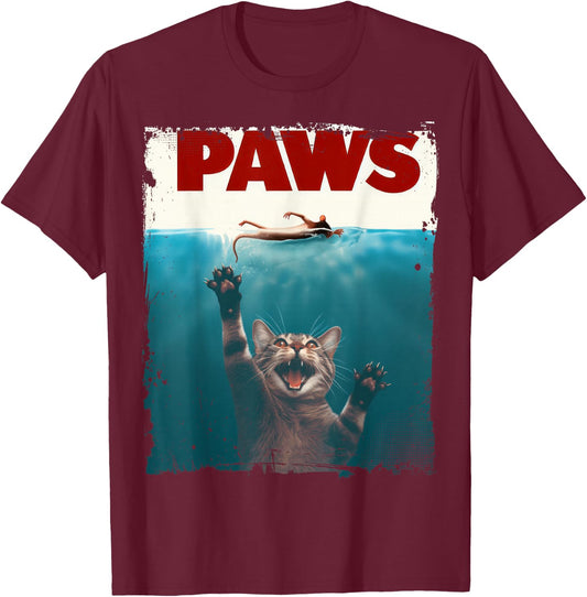 Paws Kitten Meow Parody Funny Cat Lover Gifts Cute Cat T-Shirt - T-Shirt | Maroon