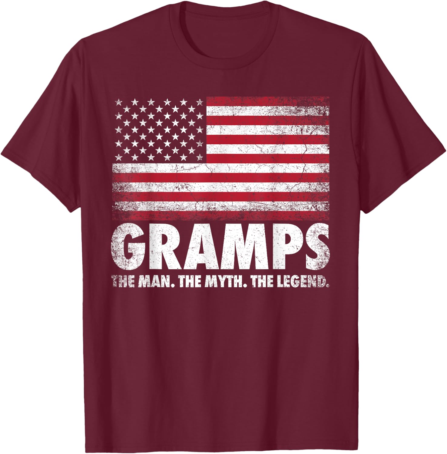 Gramps The Man Myth Legend Father's Day 4th of July Grandpa T-Shirt - T-Shirt | Maroon