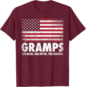 Gramps The Man Myth Legend Father's Day 4th of July Grandpa T-Shirt - T-Shirt | Maroon