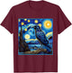 Raven Starry Night Shirt Van Gogh Painting Black Crow Lover T-Shirt - T-Shirt | Maroon