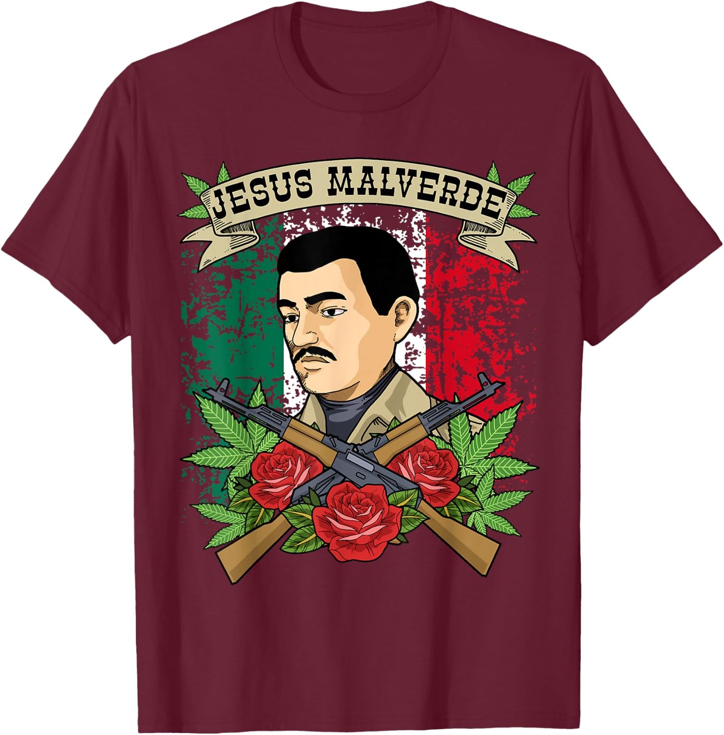 Jesus Malverde Shirt & Men Gifts Jesus Malverde T-Shirt - T-Shirt | Maroon