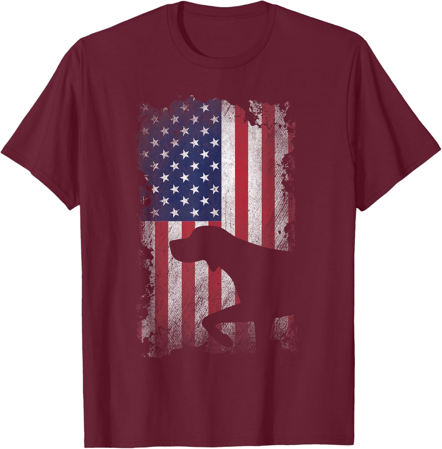 Patriotic German Shorthaired Pointer American Flag GSP Dog T-Shirt - T-Shirt | Maroon