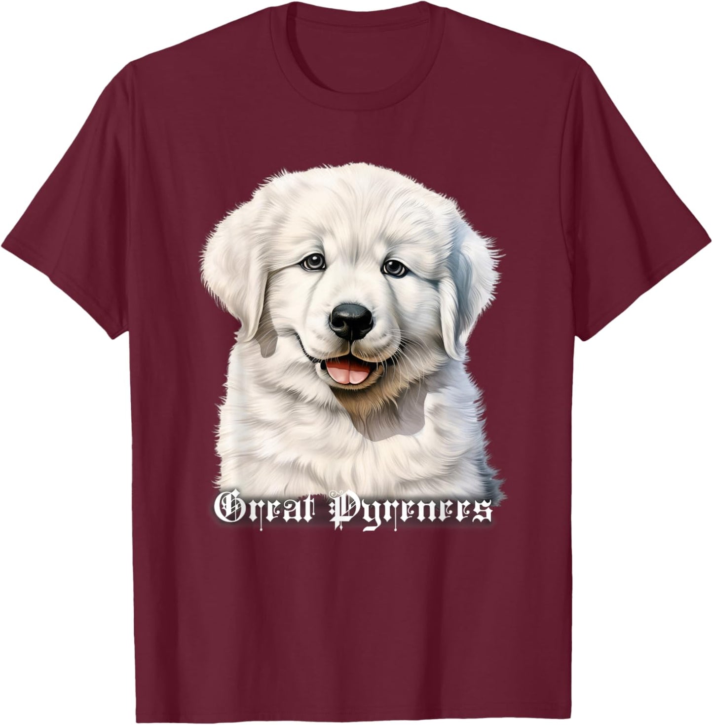 Great Pyrenees Dog x Puppy T-Shirt - T-Shirt | Maroon