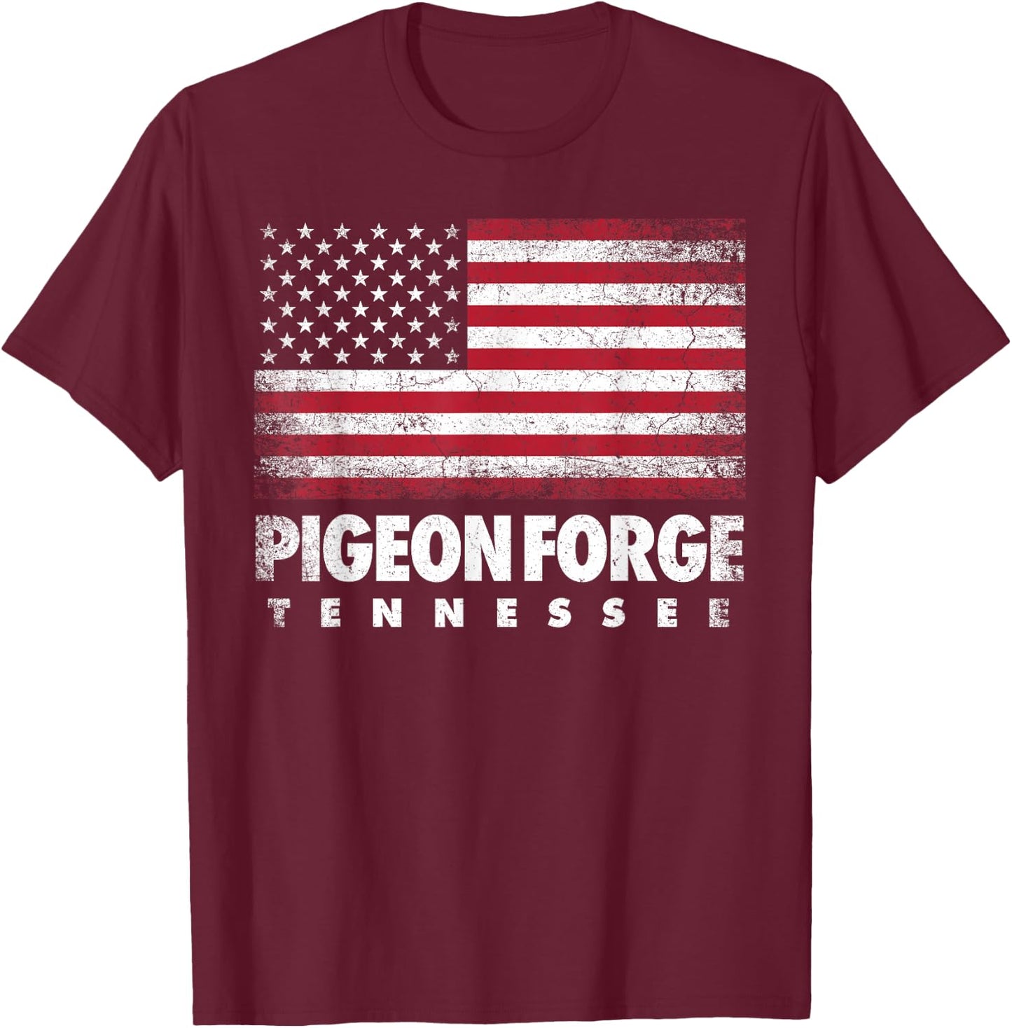 Pigeon Forge Tennessee 4th of July American Flag USA America T-Shirt - T-Shirt | Maroon