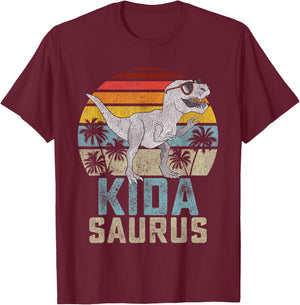 Kidasaurus T Rex Dinosaur Kid Saurus Family Matching T-Shirt - T-Shirt | Maroon