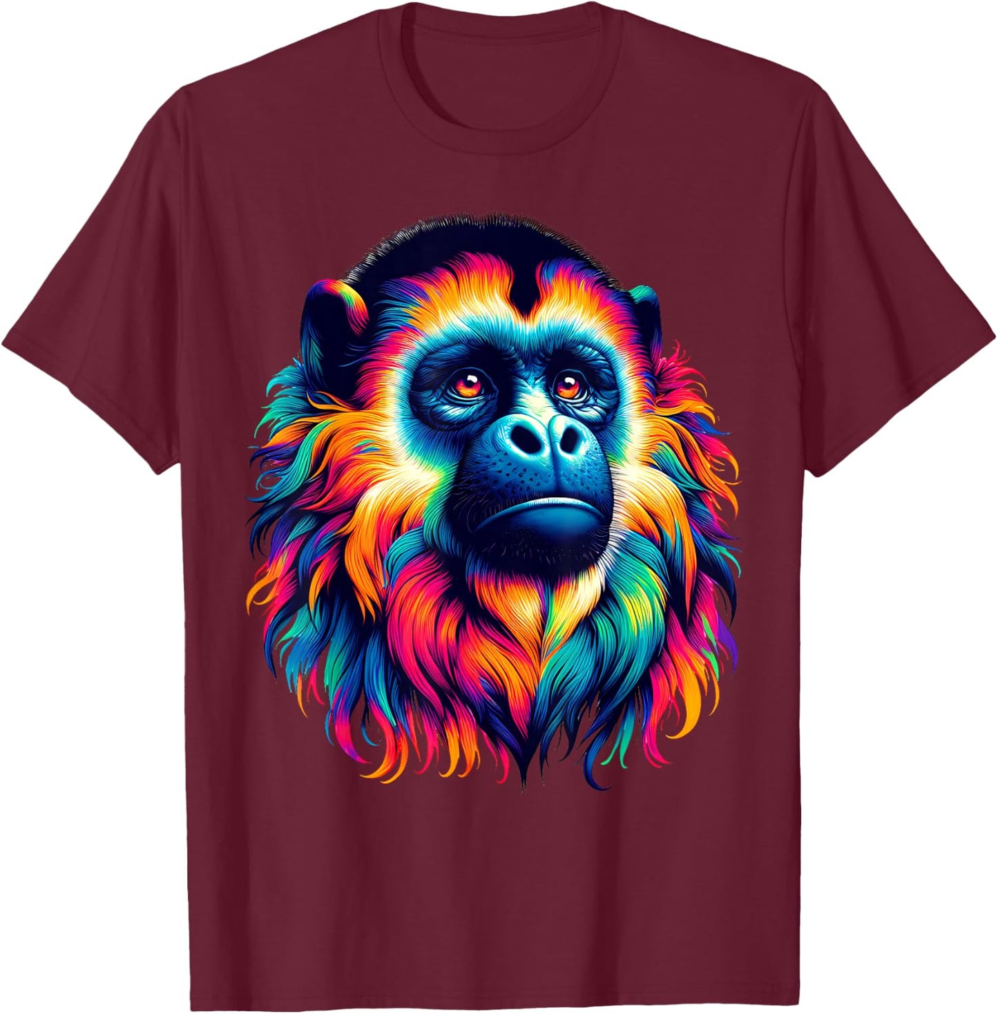 Cool Howler Monkey Spirit Animal Illustration Tie Dye Art T-Shirt - T-Shirt | Maroon