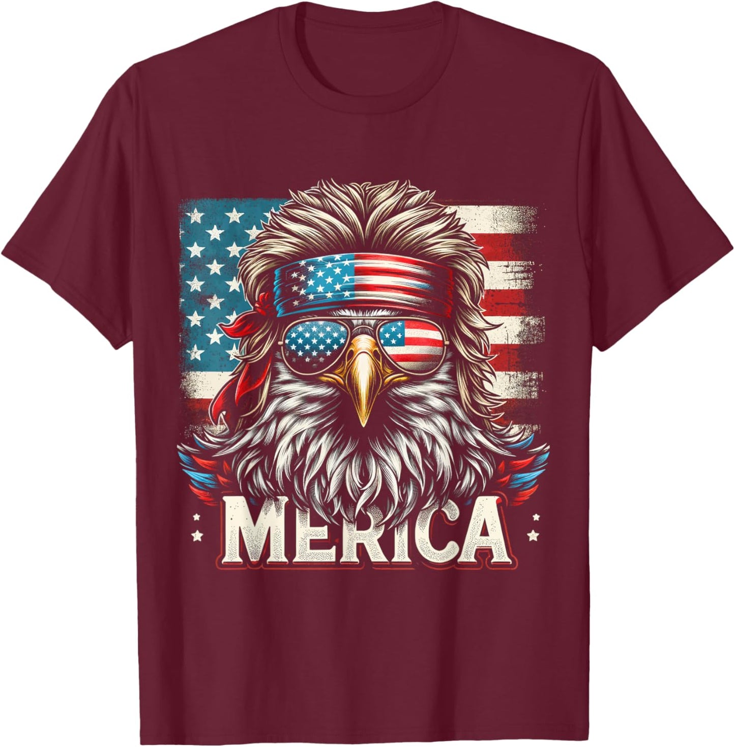 4th of July Patriotic Funny Eagle July 4th USA Merica T-Shirt - T-Shirt | Maroon