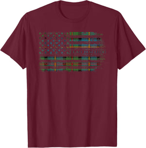 Clan MacLeod of Harris Scottish tartan US flag kilt Scotland T-Shirt - T-Shirt | Maroon
