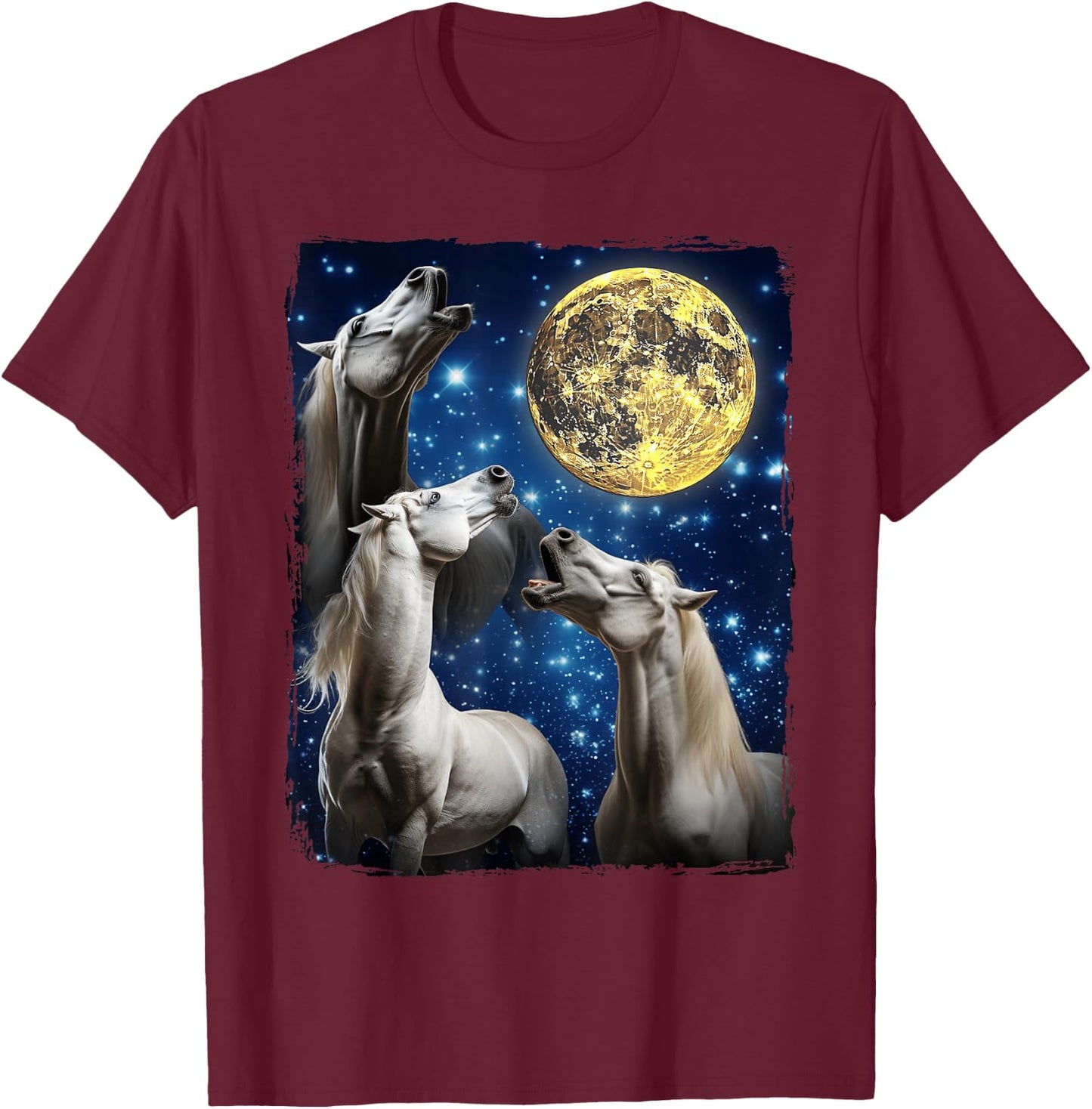 Horses Howling At The Moon T-Shirt - T-Shirt | Maroon