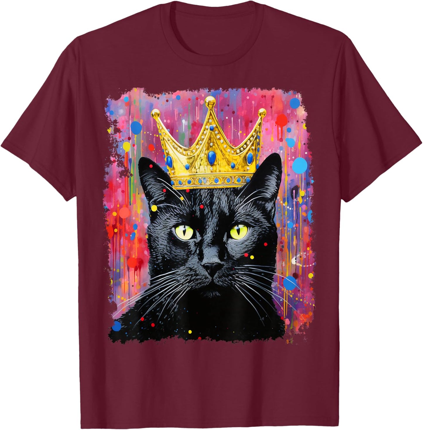 King Queen Black Cat T-Shirt - T-Shirt | Maroon