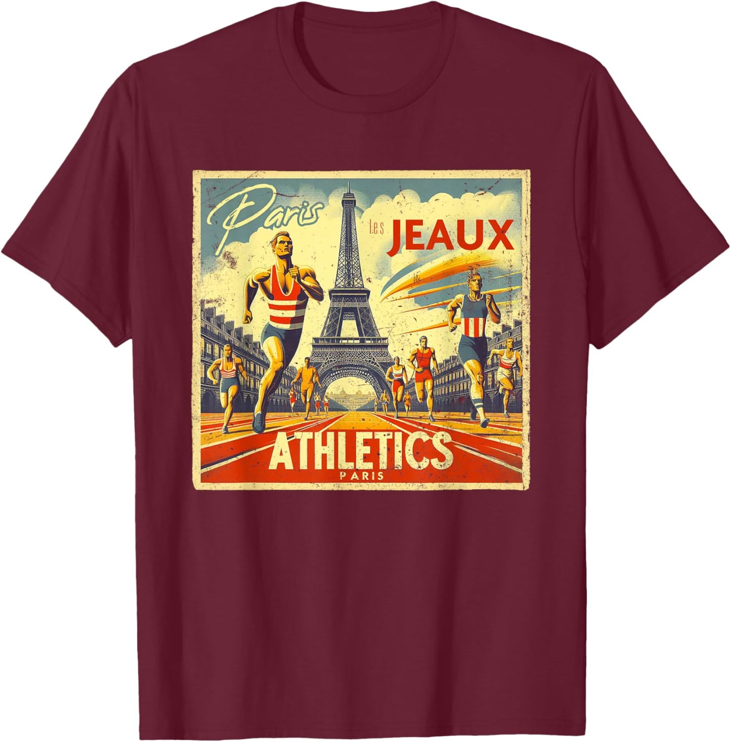 Paris The Games Athletics T-Shirt - T-Shirt | Maroon