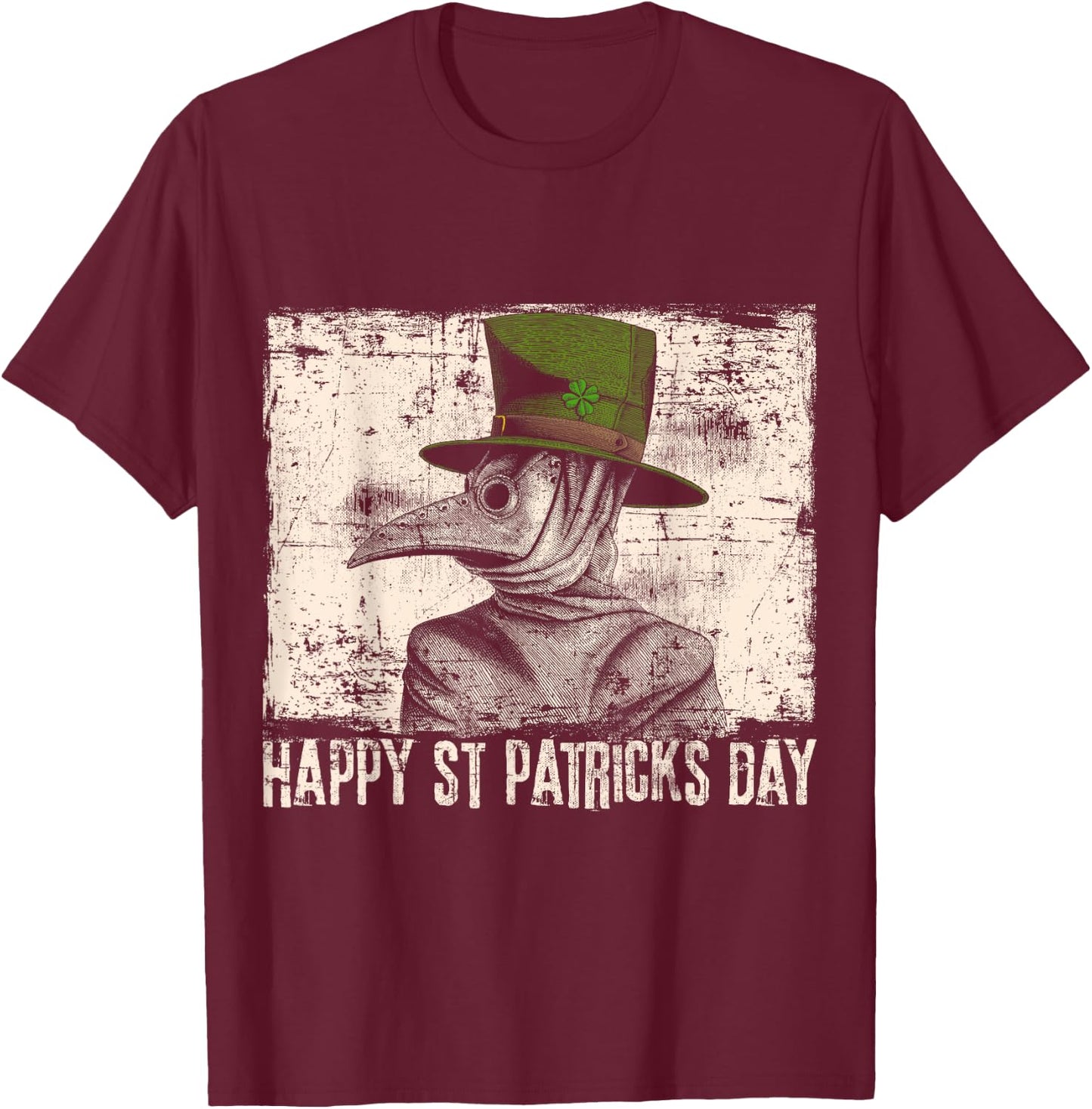 Happy St. Patricks Day Plague Doctor Quarantine T-Shirt - T-Shirt | Maroon