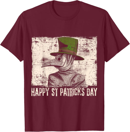 Happy St. Patricks Day Plague Doctor Quarantine T-Shirt - T-Shirt | Maroon