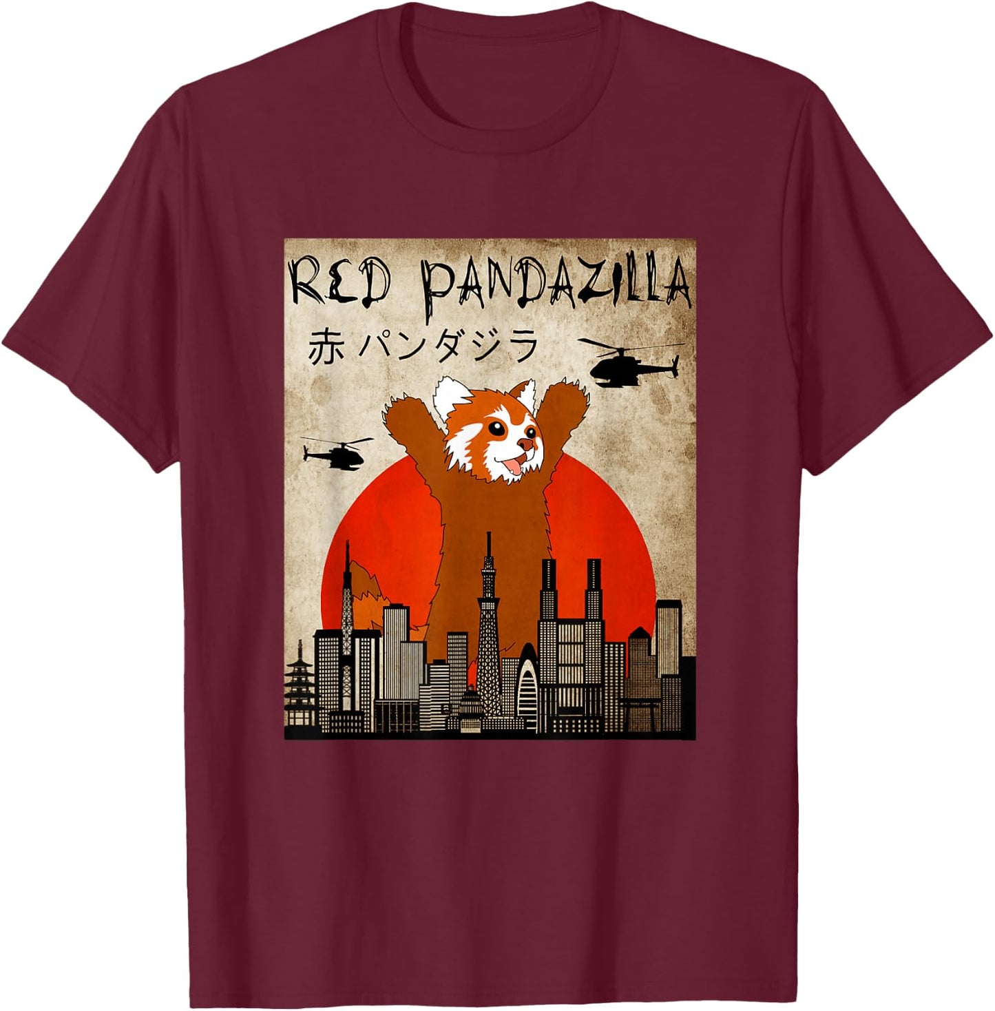For Red Panda lover . Funny Red Pandazilla T-Shirt - T-Shirt | Maroon