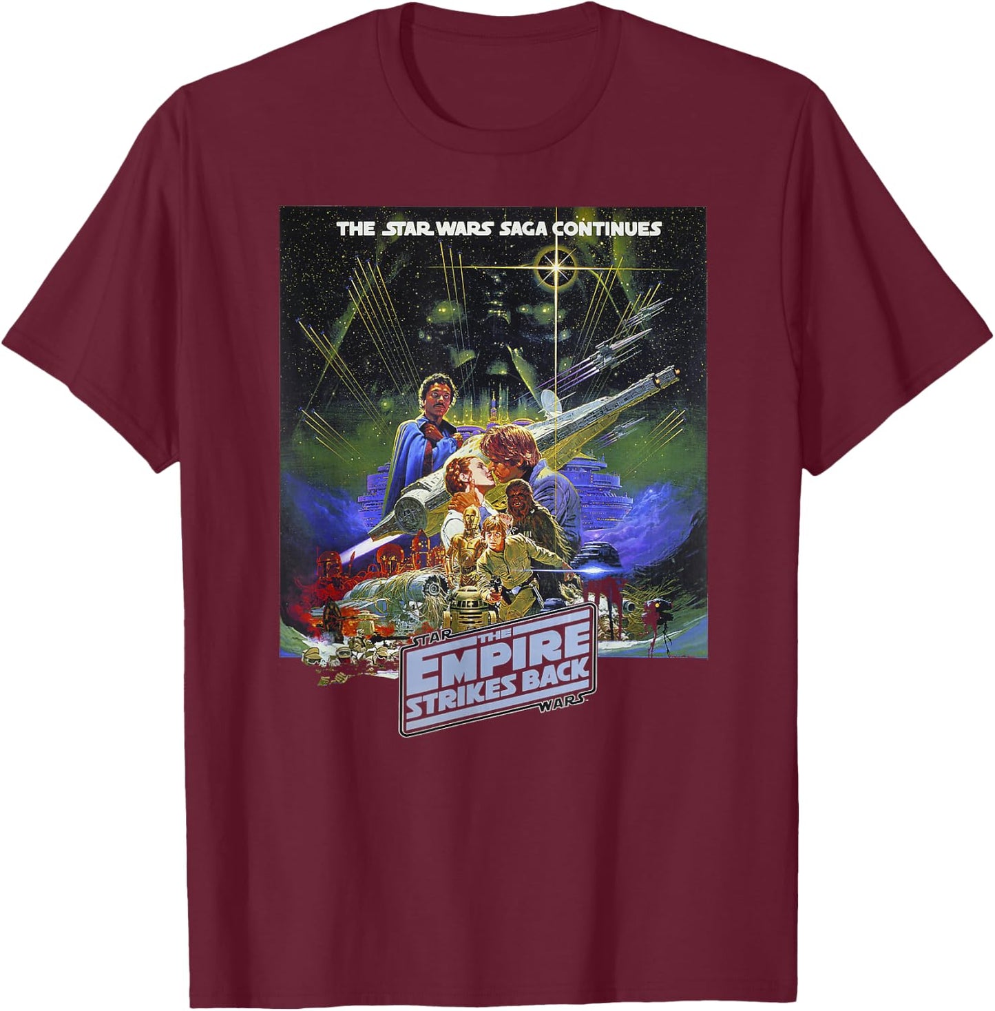 Star Wars: The Empire Strikes Back 40 Years Poster T-Shirt - T-Shirt | Maroon
