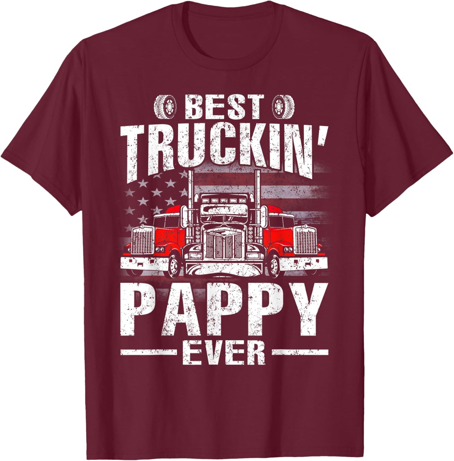 Best Truckin' Pappy Ever USA Flag Men T-Shirt - T-Shirt | Maroon