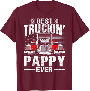 Best Truckin' Pappy Ever USA Flag Men T-Shirt - T-Shirt | Maroon