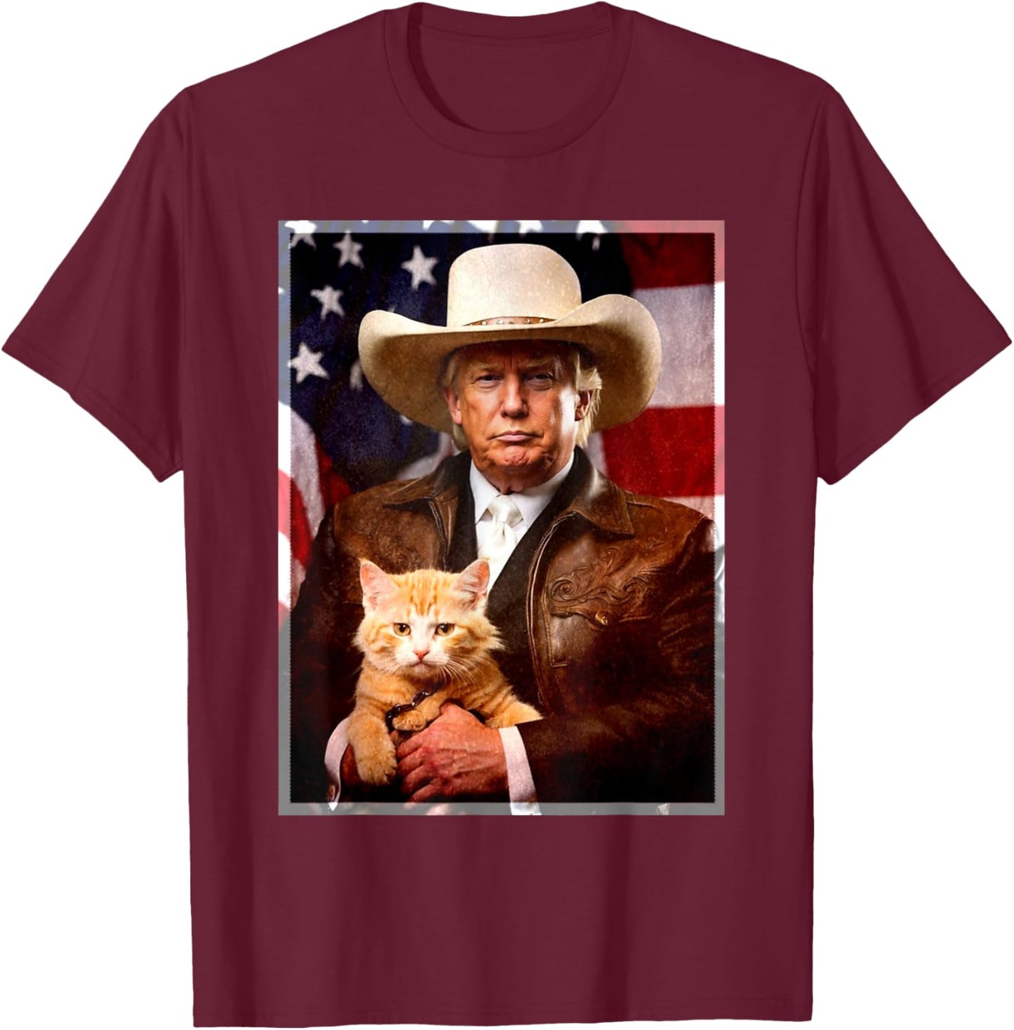 Donald Trump Cat Shirt Funny Cowboy Trump 2024 Republican T-Shirt - T-Shirt | Maroon