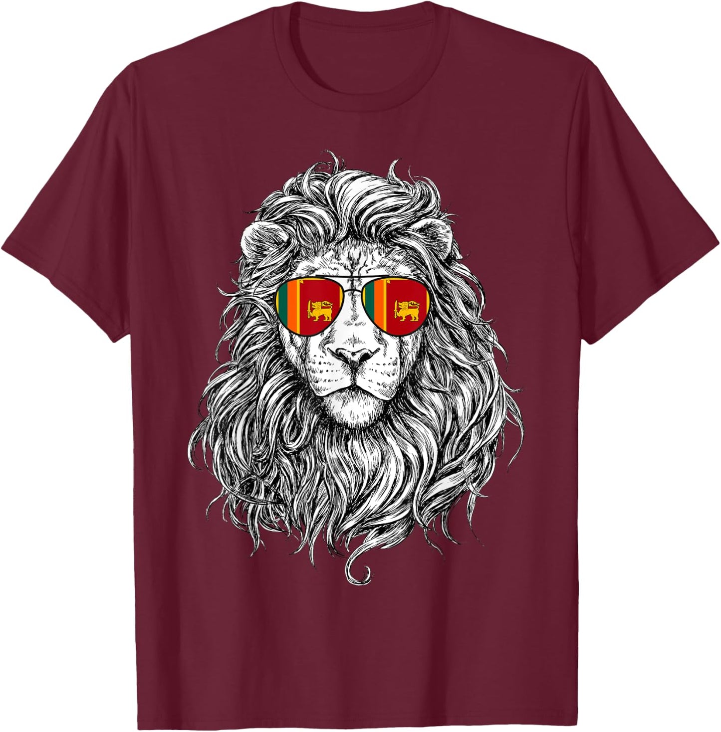 Sri Lanka Flag Lion Sunglasses Sri Lanka Gift Love Sri Lanka T-Shirt - T-Shirt | Maroon