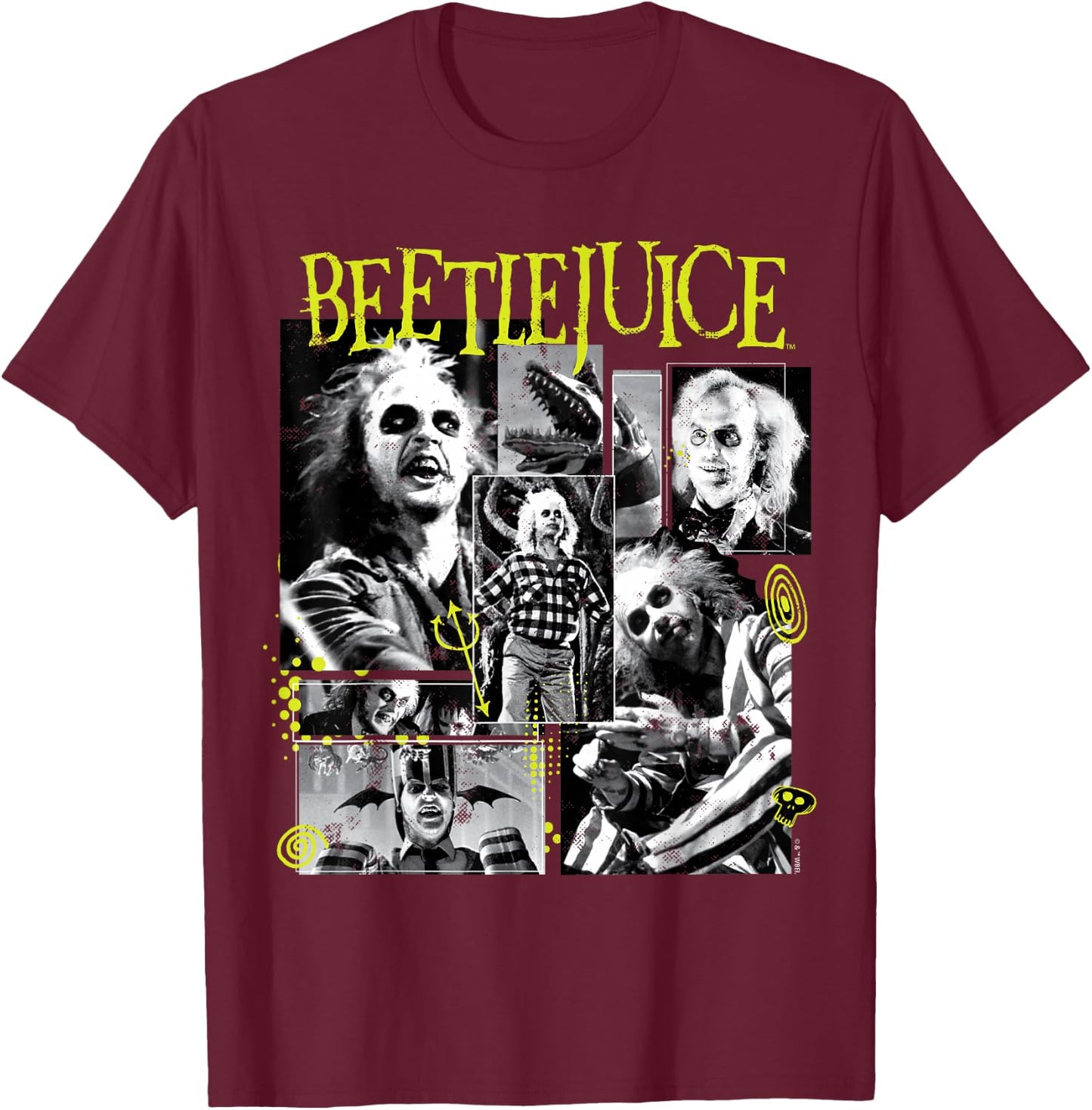 Beetlejuice - Character Collage T-Shirt - T-Shirt | Maroon