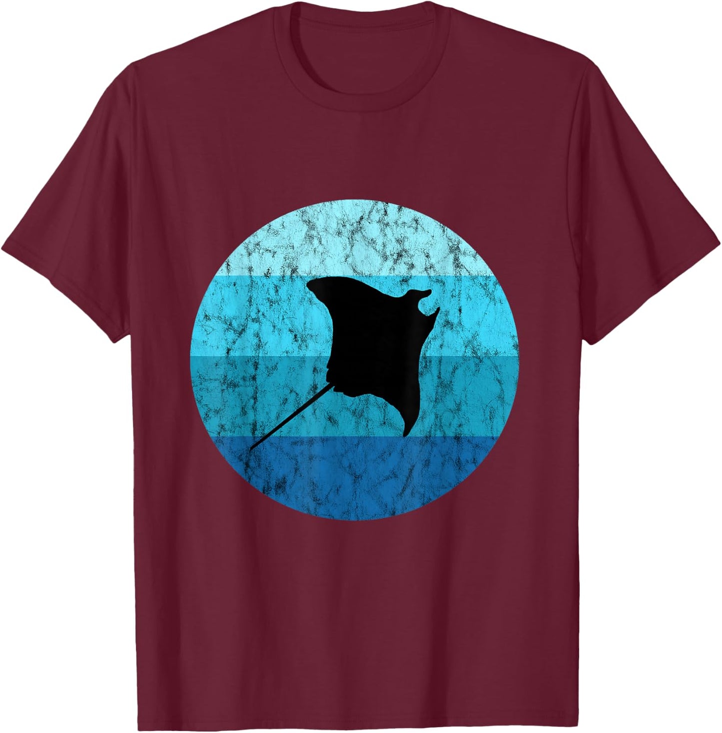 Manta Stingray Retro Vintage Ocean Sea Creatures T-Shirt - T-Shirt | Maroon