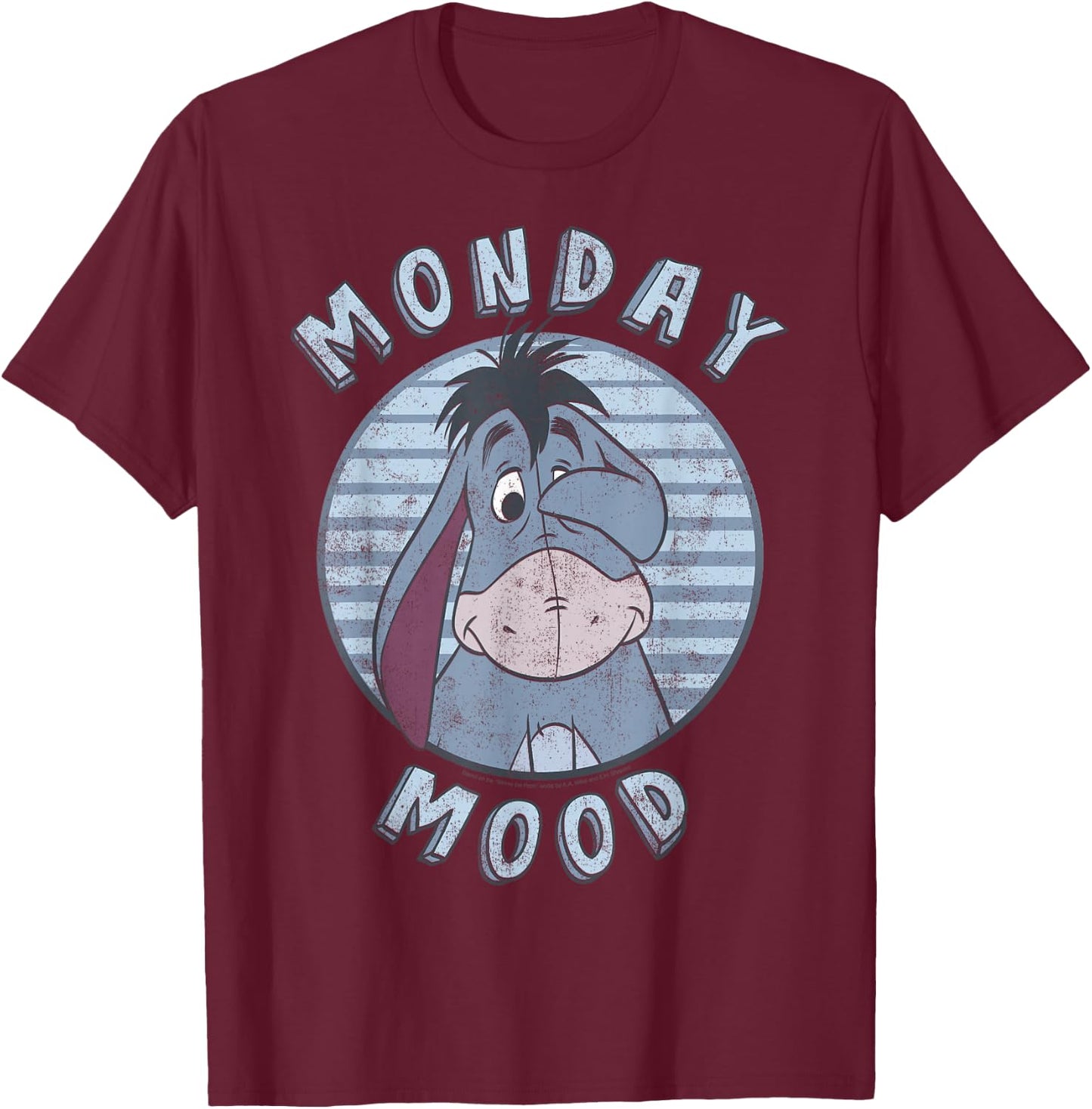 Disney Winnie The Pooh Eeyore Monday Mood Vintage Circle T-Shirt - T-Shirt | Maroon