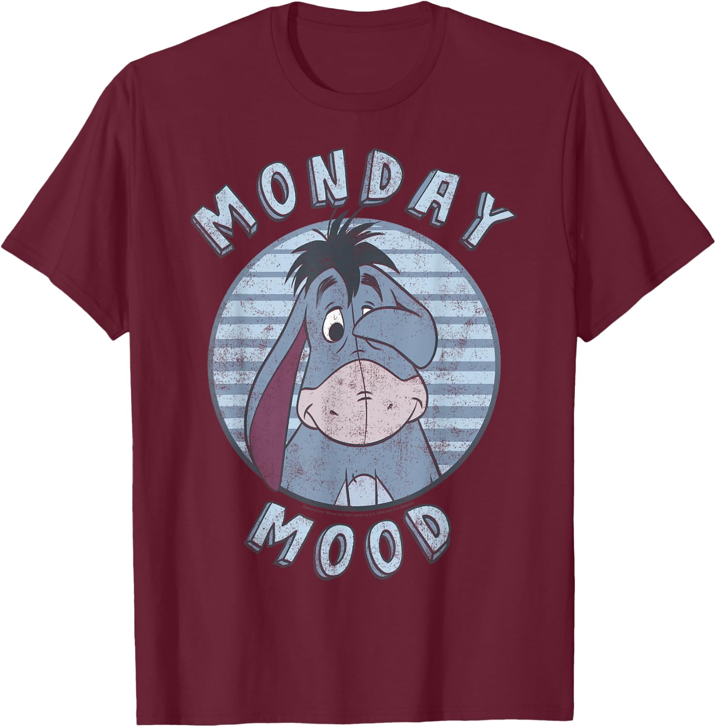Disney Winnie The Pooh Eeyore Monday Mood Vintage Circle T-Shirt - T-Shirt | Maroon
