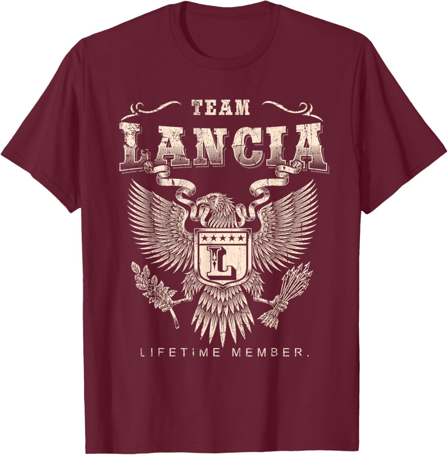 Team Lancia Lifetime Member - Lancia Name T-Shirt - T-Shirt | Maroon