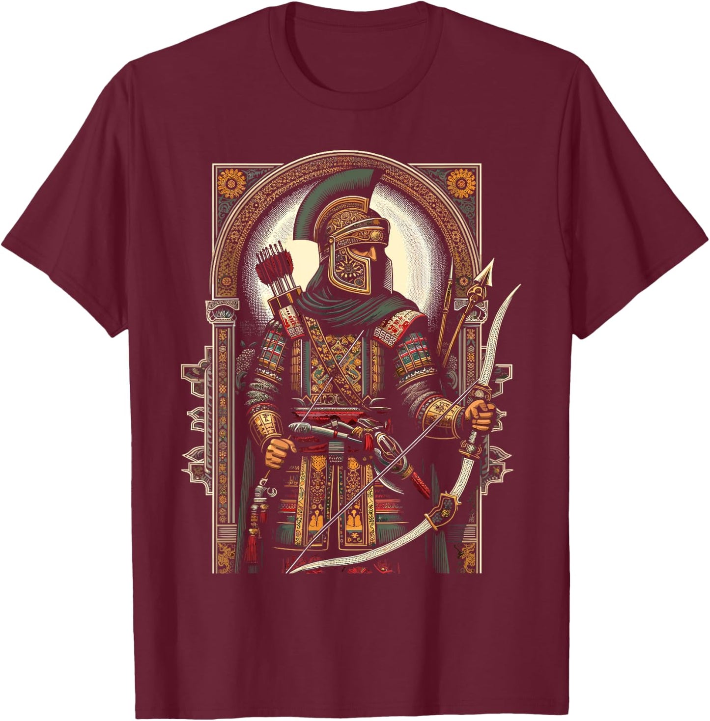 Persian Immortal Achaemenid Empire Persian Warrior T-Shirt - T-Shirt | Maroon
