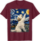 Havanese Dog Starry Night Painting T-Shirt - T-Shirt | Maroon