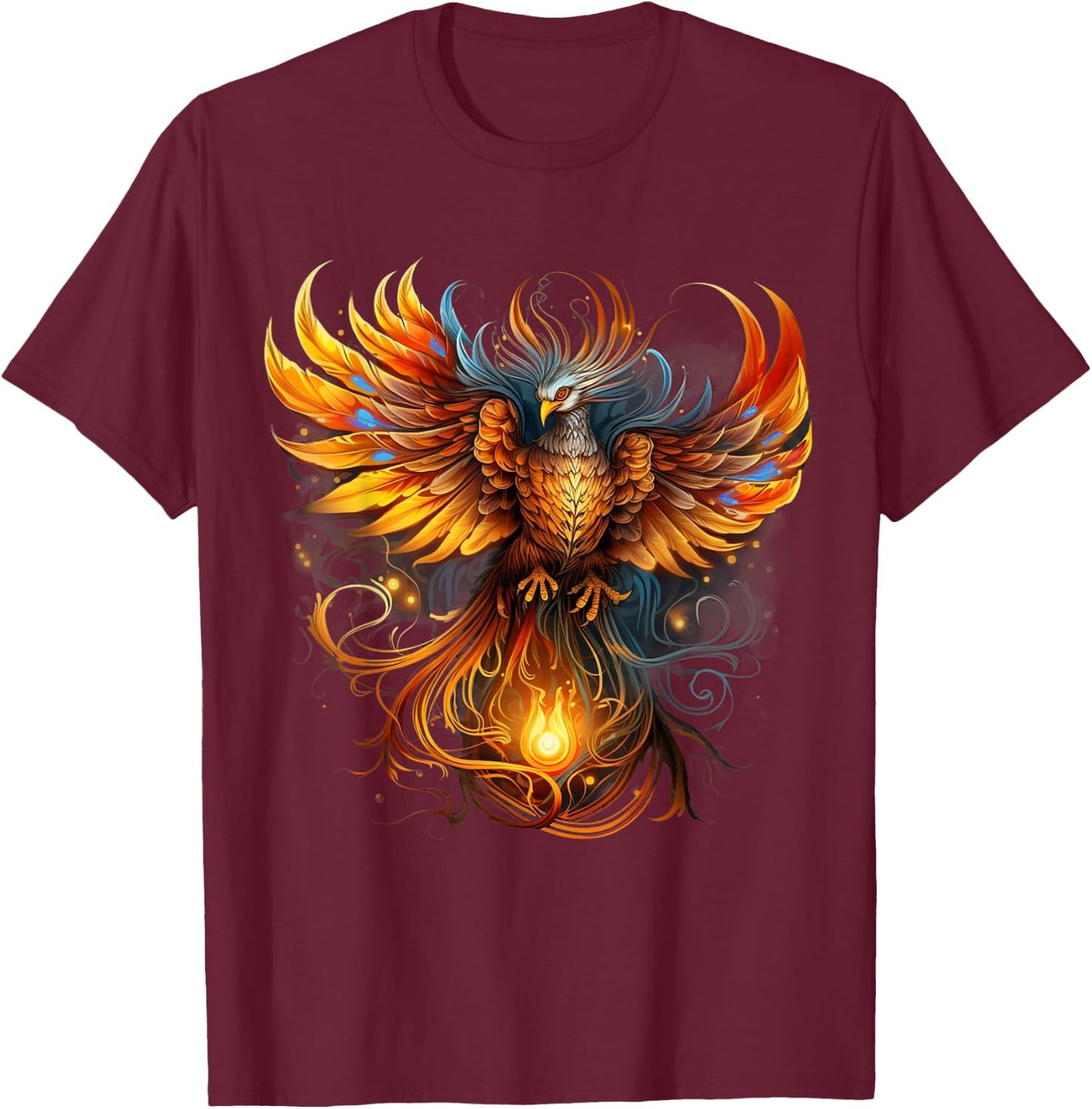 Rising Phoenix Majestic Fire Bird Fenix Fantasy Mythological T-Shirt - T-Shirt | Maroon