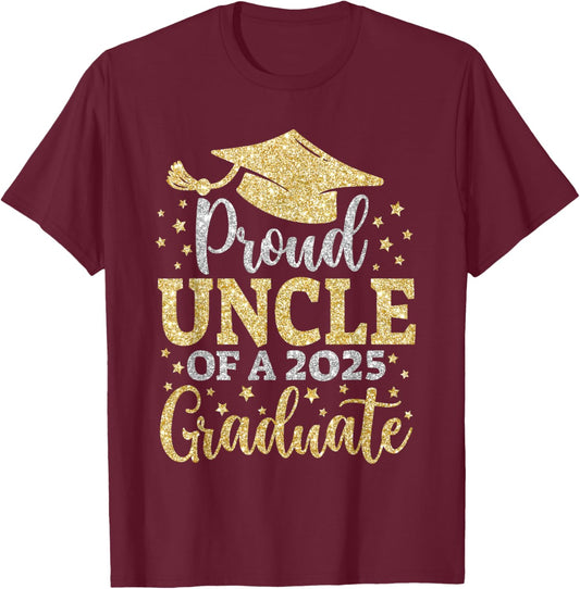 Uncle Senior 2025 Proud Uncle Of A Class Of 2025 Graduate T-Shirt - T-Shirt | Maroon