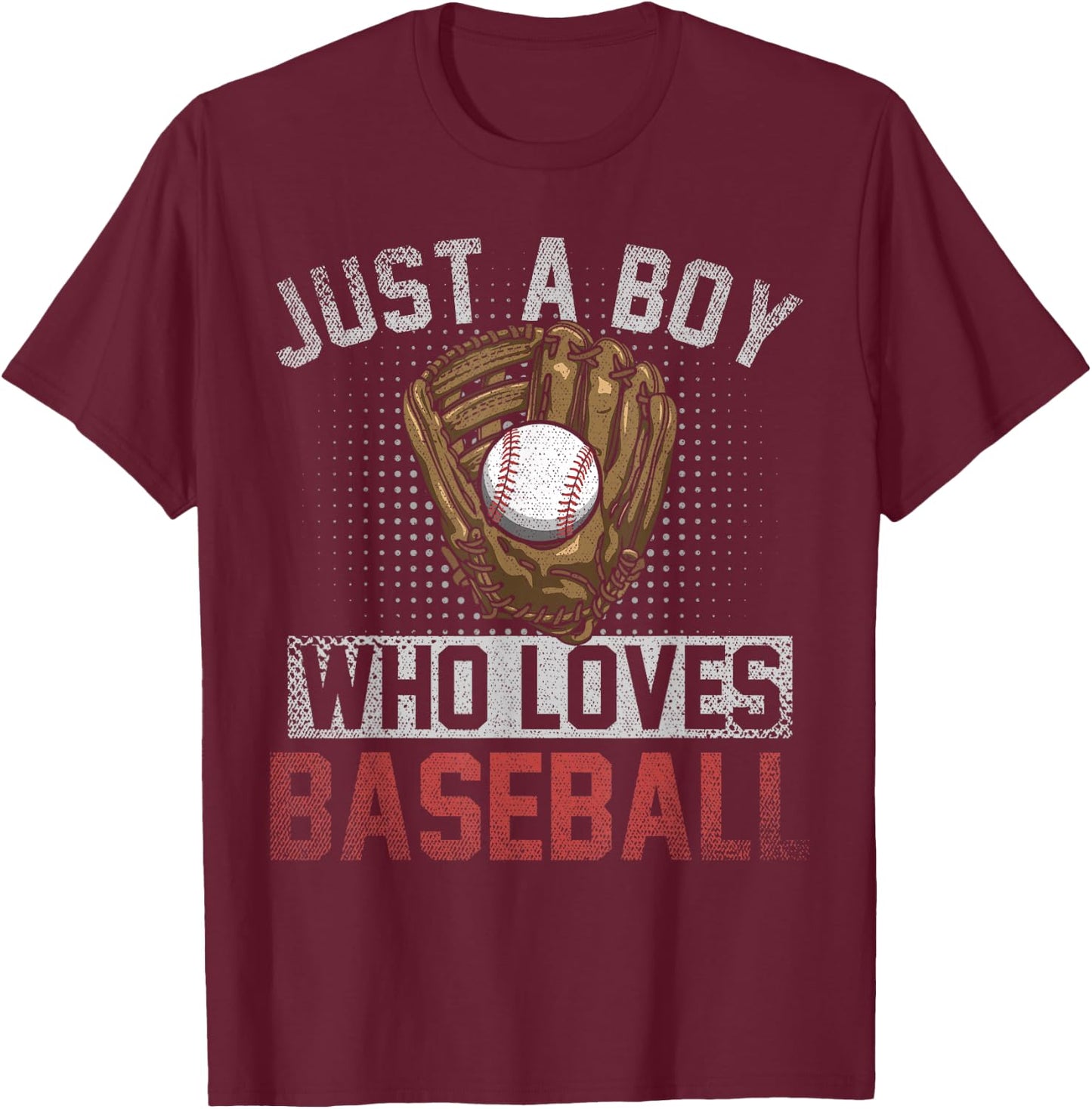 Just A Boy Who Loves Baseball Fan Pitcher Boys Baseball T-Shirt - T-Shirt | Maroon