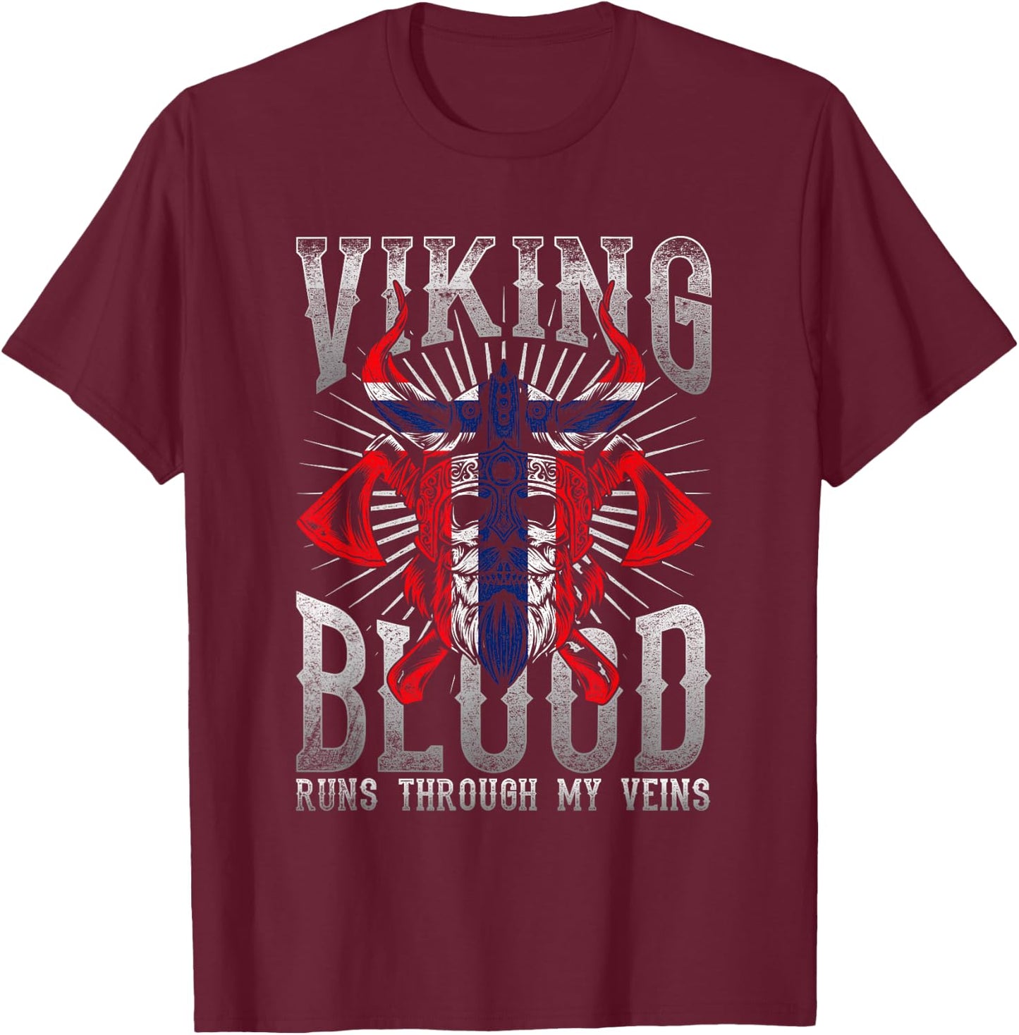 Viking Blood Norway T-Shirt - T-Shirt | Maroon