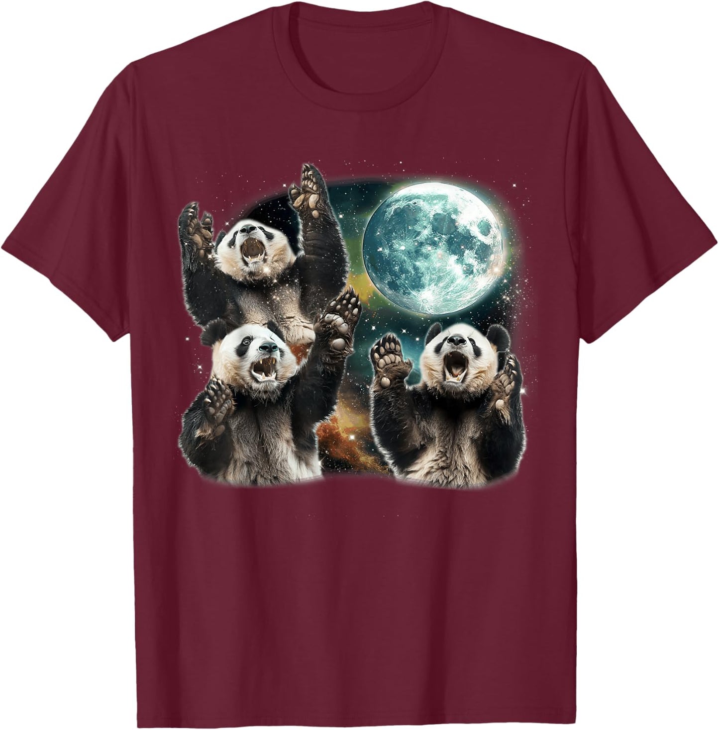 Funny Three Panda Moon, 3 Possum Full, Weird Magic 90s Meme T-Shirt - T-Shirt | Maroon