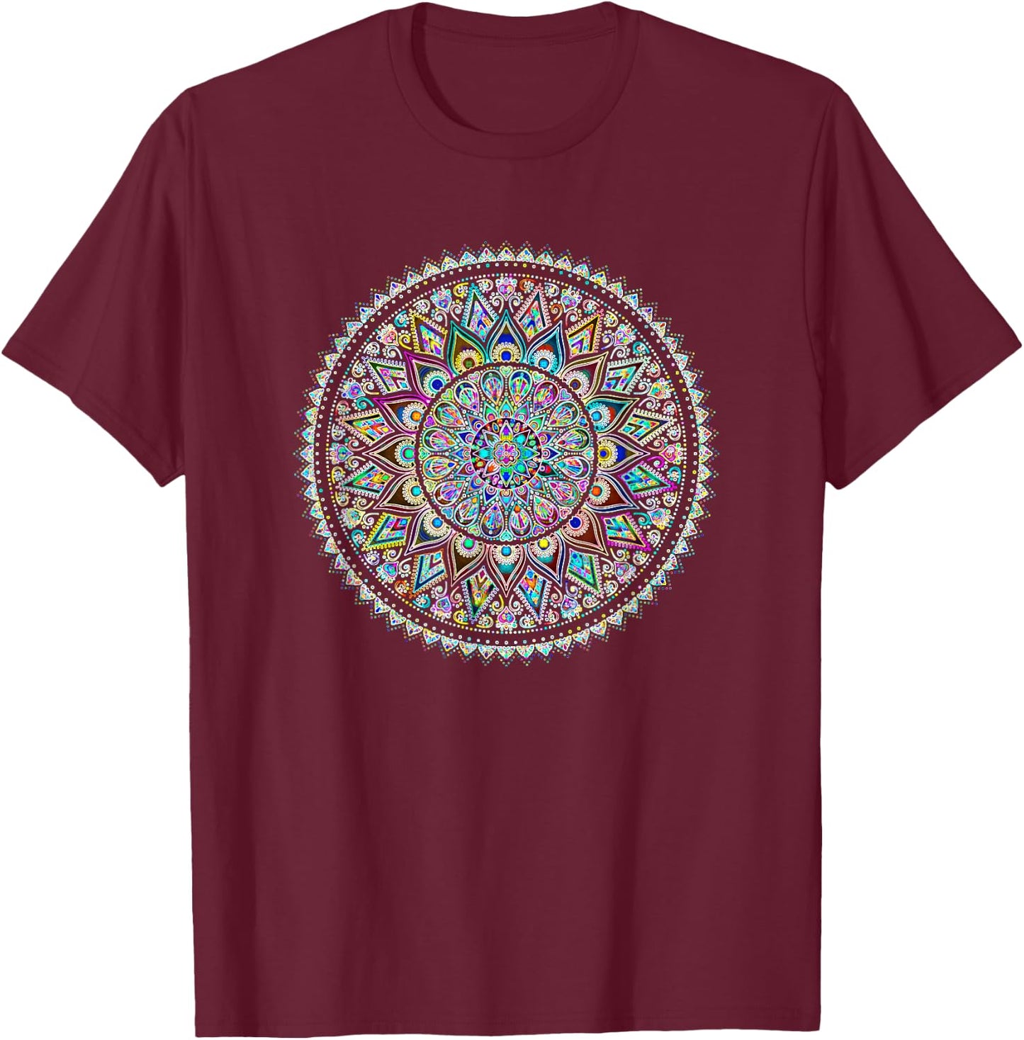Psychedelic Love Mandala Heart Chakra T-Shirt - T-Shirt | Maroon