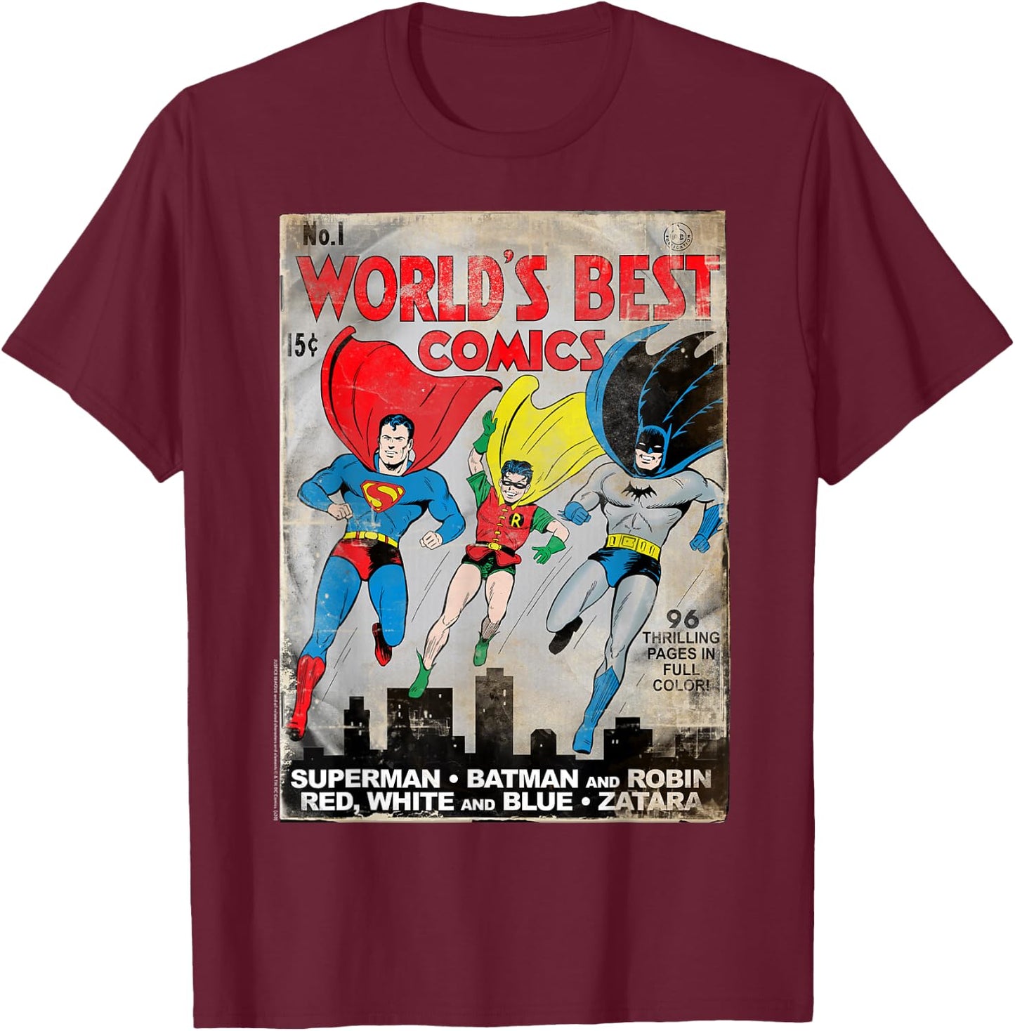 DC Comics Worlds Best Comics #1 Cover T-Shirt - T-Shirt | Maroon