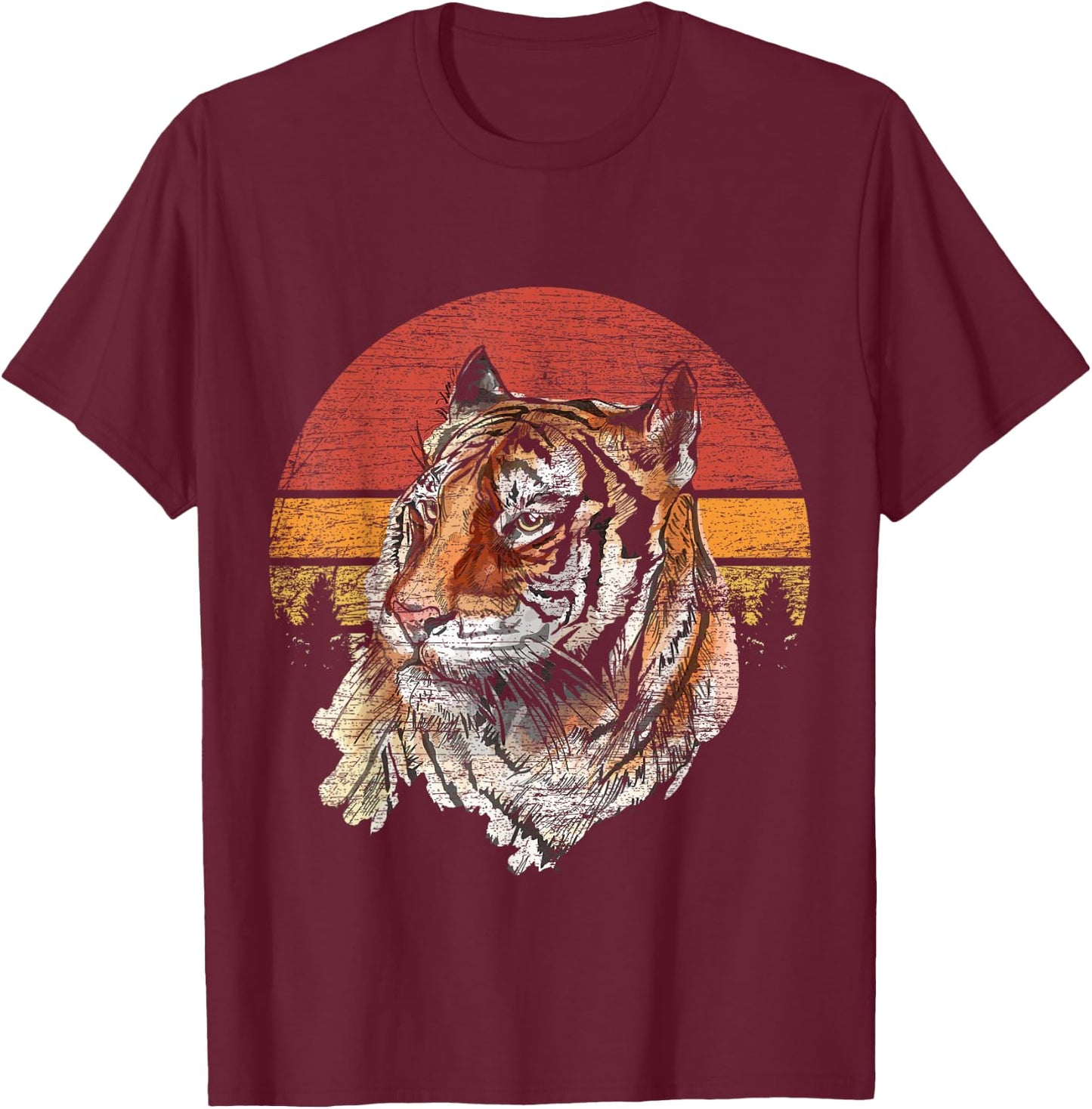 Retro Tiger T-Shirt - T-Shirt | Maroon