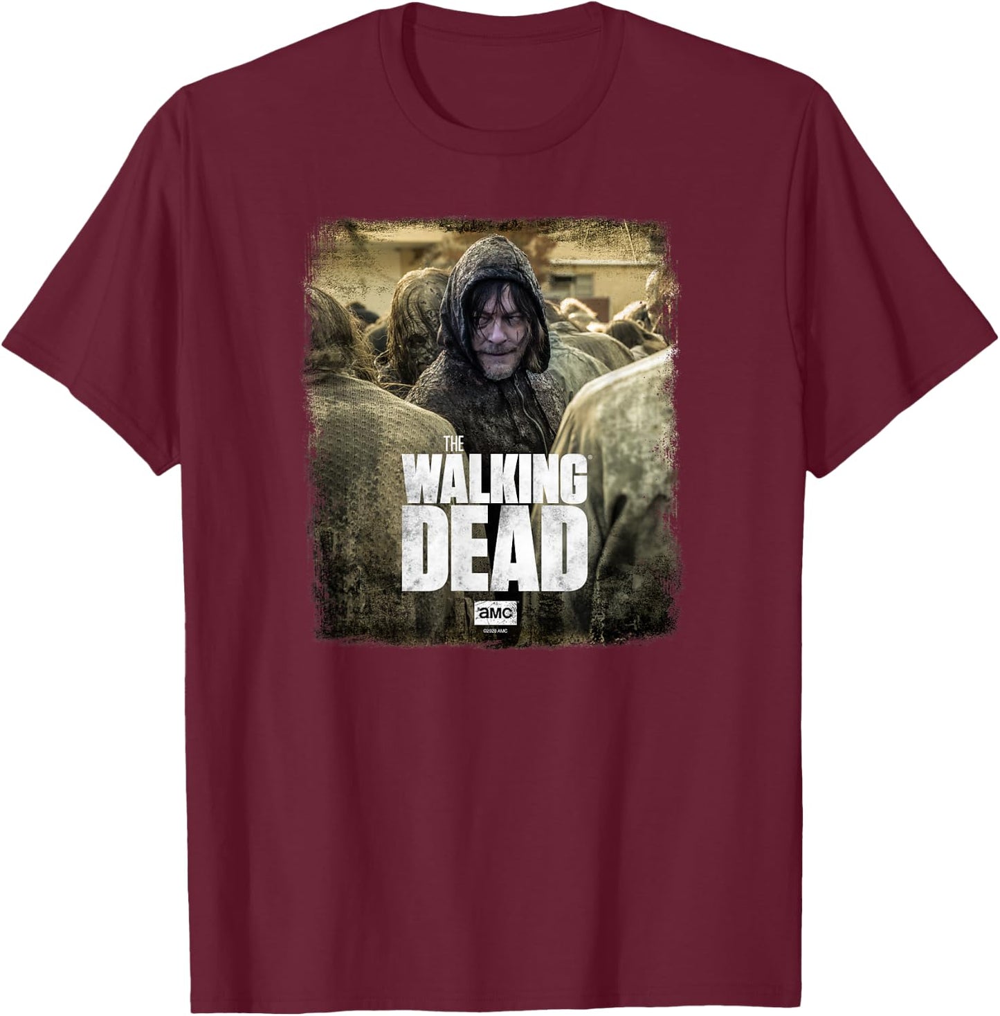 Walking Dead Daryl Dixon X - Men's Black Short Sleeve T-Shirt - T-Shirt | Maroon
