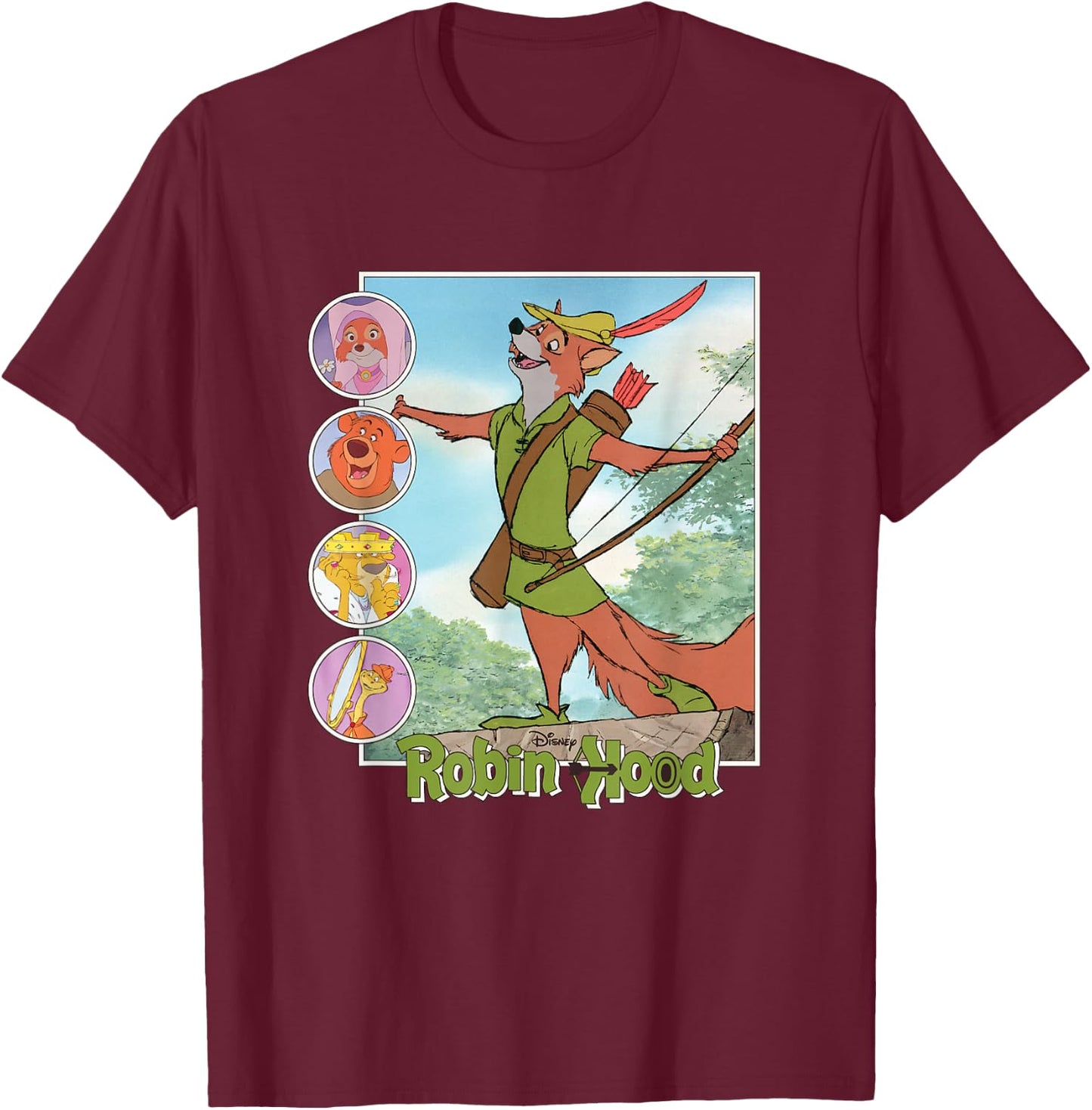 Disney Robin Hood Classic Disney Film Retro T-Shirt - T-Shirt | Maroon