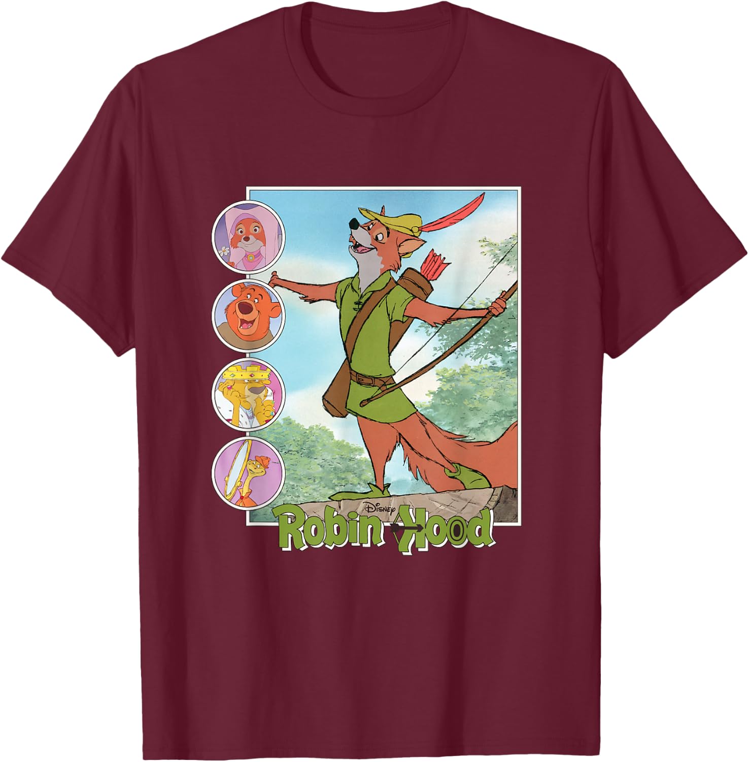 Disney Robin Hood Classic Disney Film Retro T-Shirt - T-Shirt | Maroon