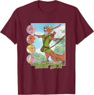 Disney Robin Hood Classic Disney Film Retro T-Shirt - T-Shirt | Maroon
