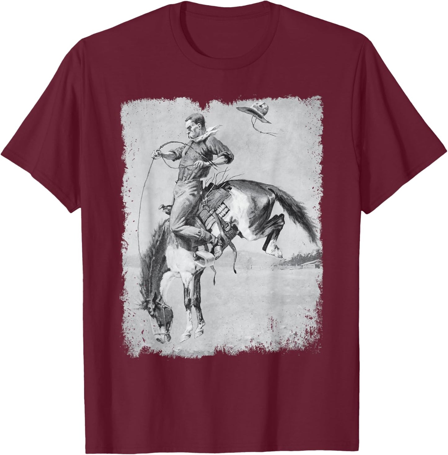 Cowboy Rodeo Horse Western Country Vintage Bronco Riding USA T-Shirt - T-Shirt | Maroon