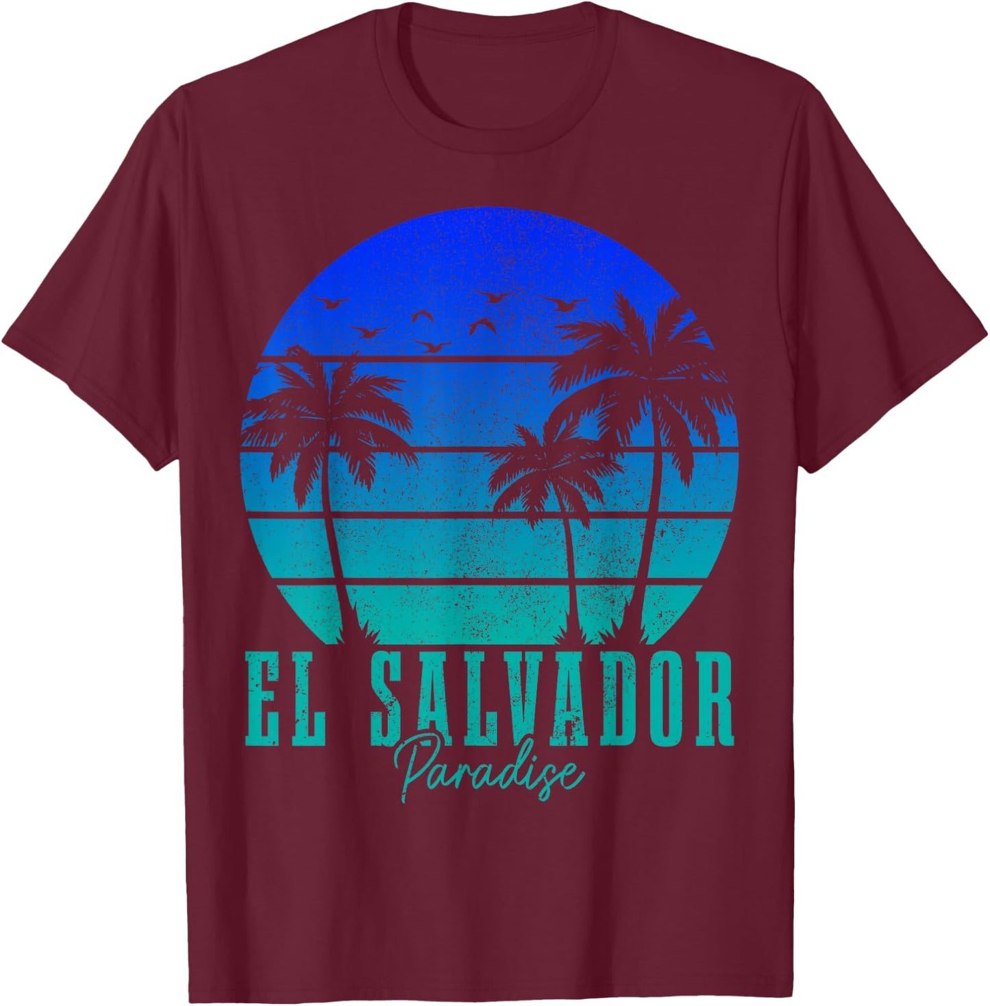 El Salvador Vintage Surfer Salvadoran Beach Souvenir T-Shirt - T-Shirt | Maroon