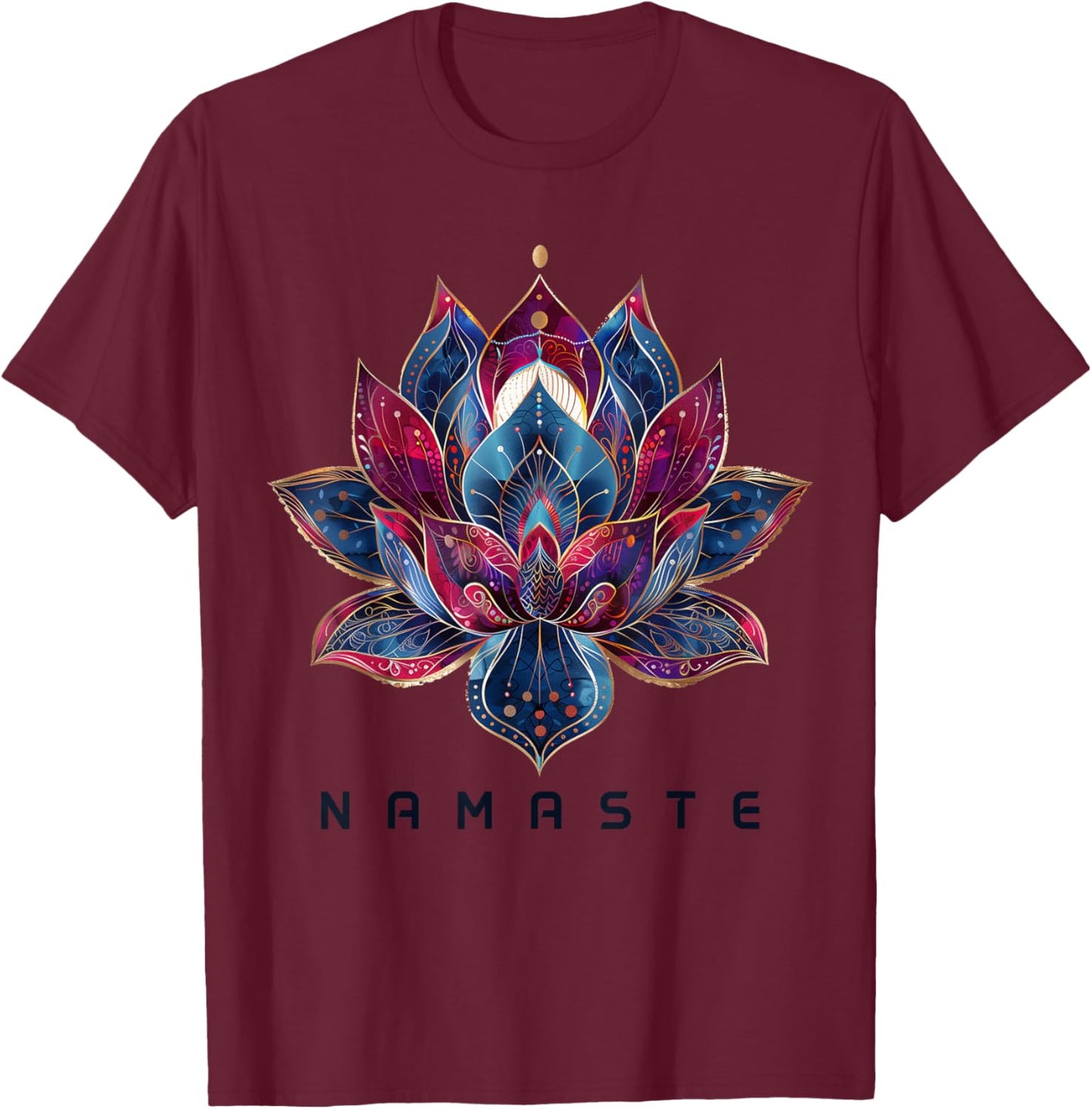 Yoga Namaste Lotus Flower Zen Buddhism Buddhist Buddha T-Shirt - T-Shirt | Maroon