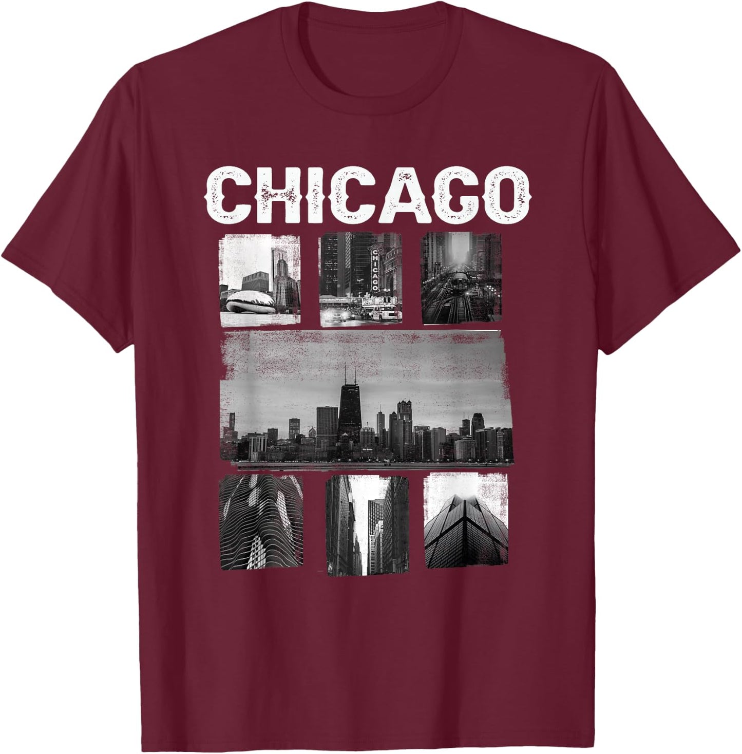 Illinois Chicago Skyline Chi Town T-Shirt - T-Shirt | Maroon