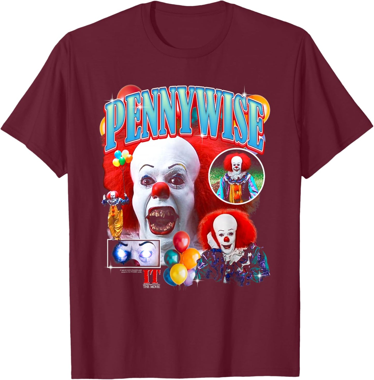 It Pennywise The Clown Collage Horror T-Shirt - T-Shirt | Maroon