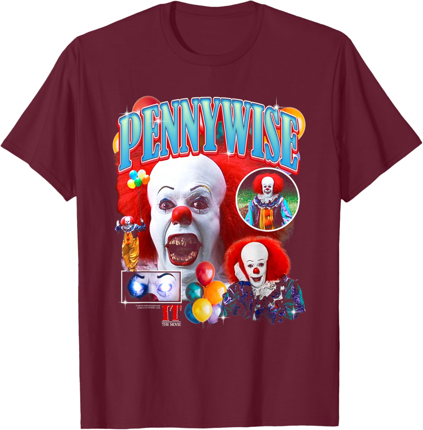 It Pennywise The Clown Collage Horror T-Shirt - T-Shirt | Maroon