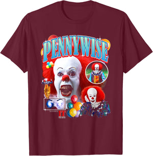 It Pennywise The Clown Collage Horror T-Shirt - T-Shirt | Maroon